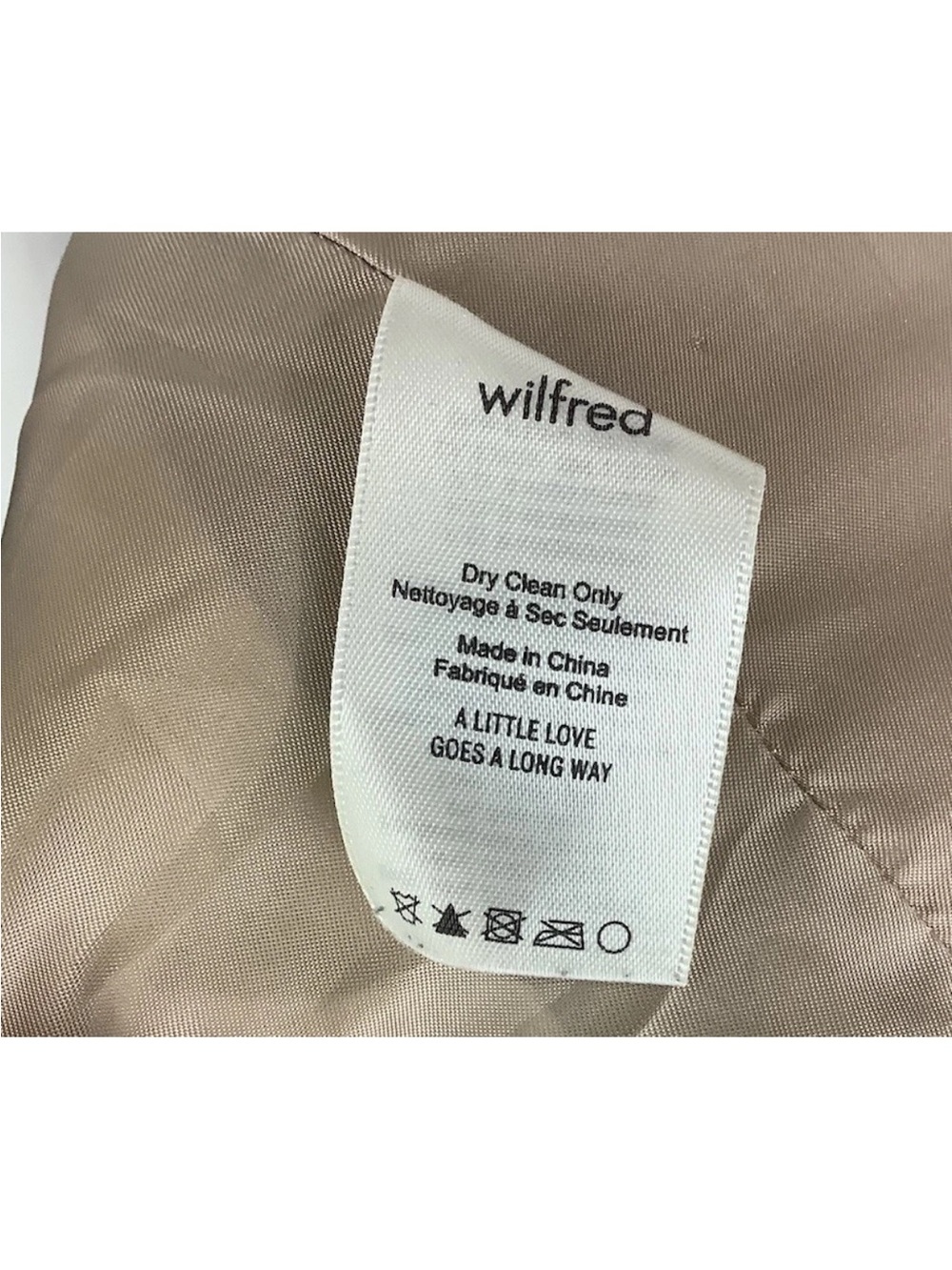 Wilfred Aritzia Sz S Virgin Wool Cocoon Hidden Button Mid Length Coat Tan - Picture 8 of 9